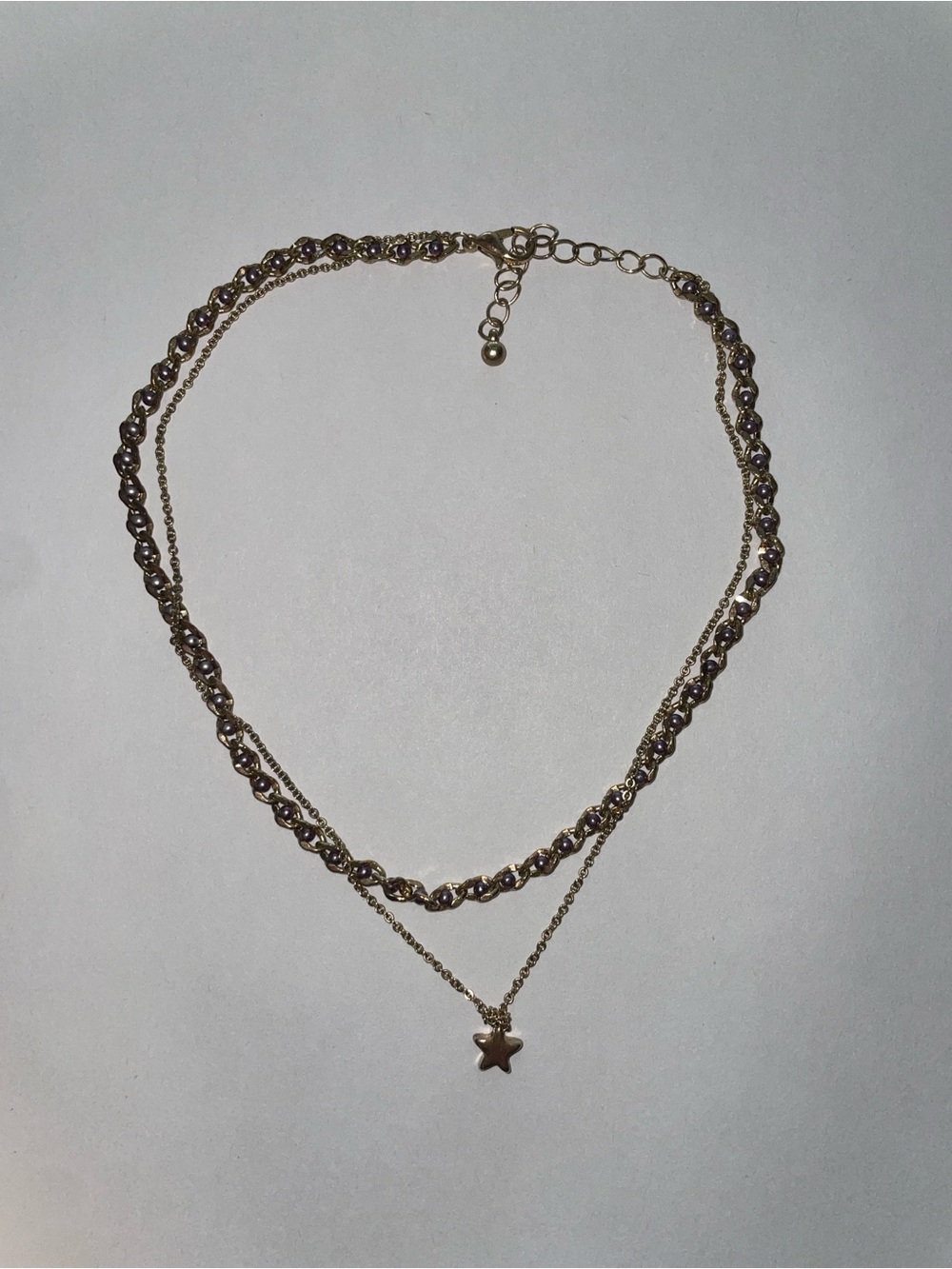 Layered Gold Chain Necklace with Star Pendant - Women Jewelry - Choker Length